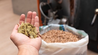 Saco de pellets con exceso de humedad